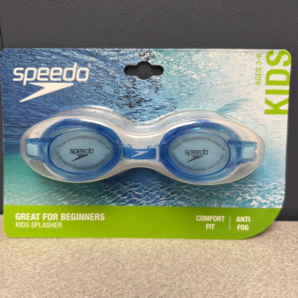 Speedo Kids Splashers Blue Comfort‎ Goggles Anti-Fog UV Protection Ages 3-6